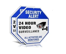 2 Pack Security Camera Video Surveillance Signs Outdoor UV Printed 40 Mil Rust