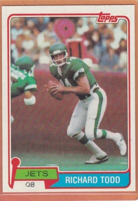 トッド・リチャード 1981 TOPPS FOOTBALL RICHARD TODD #315 JETS NMMT *98783 | eBay