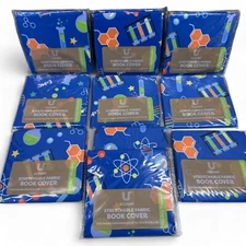 U Style Stretchable Fabric Book Cover Fits up 10.5" X 11.5" Science Lot of 10
