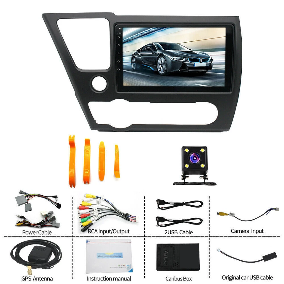 For 2013-2015 Honda Civic GPS BT Radio w/ Camera Car Stereo Android CarPlay Foto 4 de 4