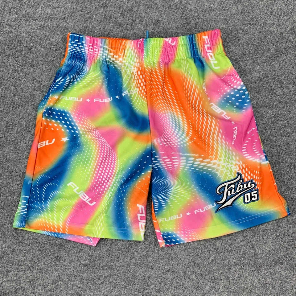 Forever 21 x Fubu Corto Mujer M Cintura Elástica Bordada Malla Tejido Abstracto Foto 2 de 4