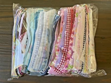 Mixed Fabric Scraps 485 pc / 2lb Lot Small pieces Crafts, Doll-Clothes,Scrapbook