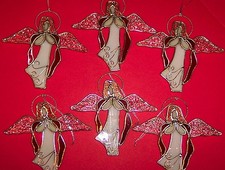 6-Piece Set Stained Glass 5 inch Red Sun Catcher Angels 9073-37 