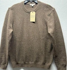 Frye and Co Sweater Mens Large Brown Java Nep Crewneck Donegal Fleck Pullover