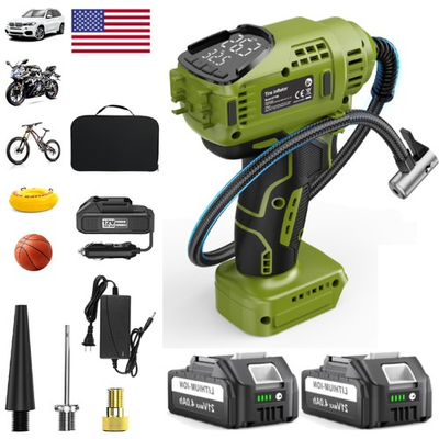 #ad 150PSI Cordless Tire Inflator Portable Air Compressor Car Air Tire Pump Battery $45.99