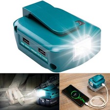 Dual USB Port Battery Adapter for Makita 18v Battery USB Phone Charger LED Light
