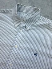 Brooks Brothers Shirt Men's XL Regent Fit Striped Blue Black Long Sleeves