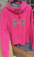 Under Armour ColdGear Pullover Hoodie Pink Gray Women's Size L Fleece