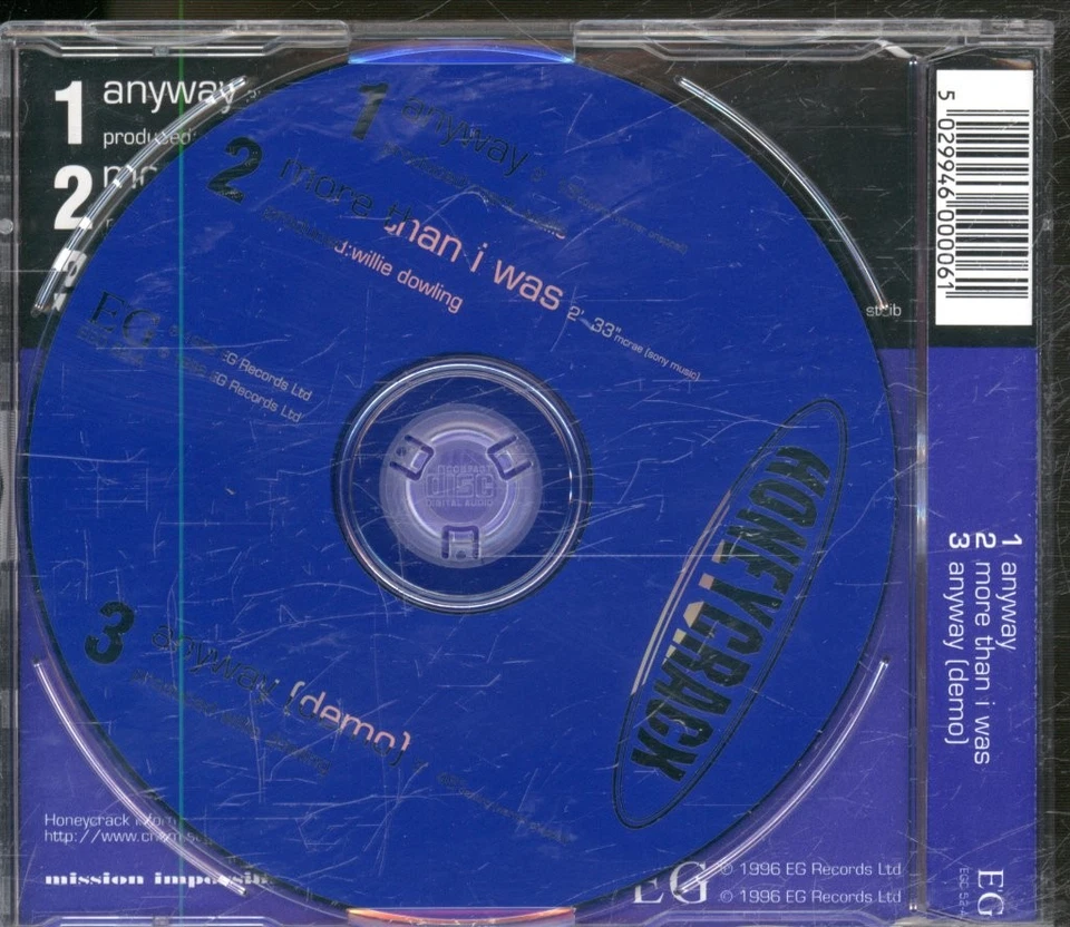 Honeycrack Anyway CD UK Eg 1996 Teil 1 CD Single EGO52 - Bild 2 von 2