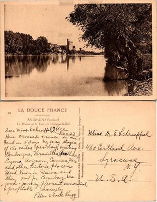 La Douce France Avignon Postcard Le Rhone Tour de Philippe-le-Bel Handwritten