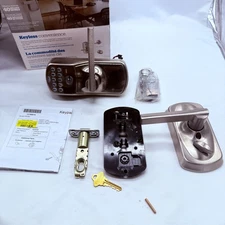 SCHLAGE FE595V CAM 619 ACC Camelot Keypad Latitude Lever Satin Nickel READ***