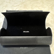 PRADA AUTHENTIC EYEGLASSES SUNGLASSES OPTICAL BLACK CASE VELVET With CLOTH.