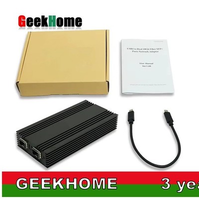 USB4 to Dual-port Fiber SFP+ Ethernet Adapter 10Gb High Speed Network Card gh23