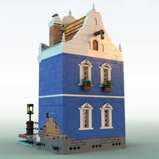 Compatible Blue House with Spacious Kitchen and Solid Hearth 1812 Build Moc
