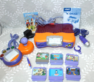 VTech V.Smile TV Learning System Console w/Microphone, Joystick & 6 Games~Tested