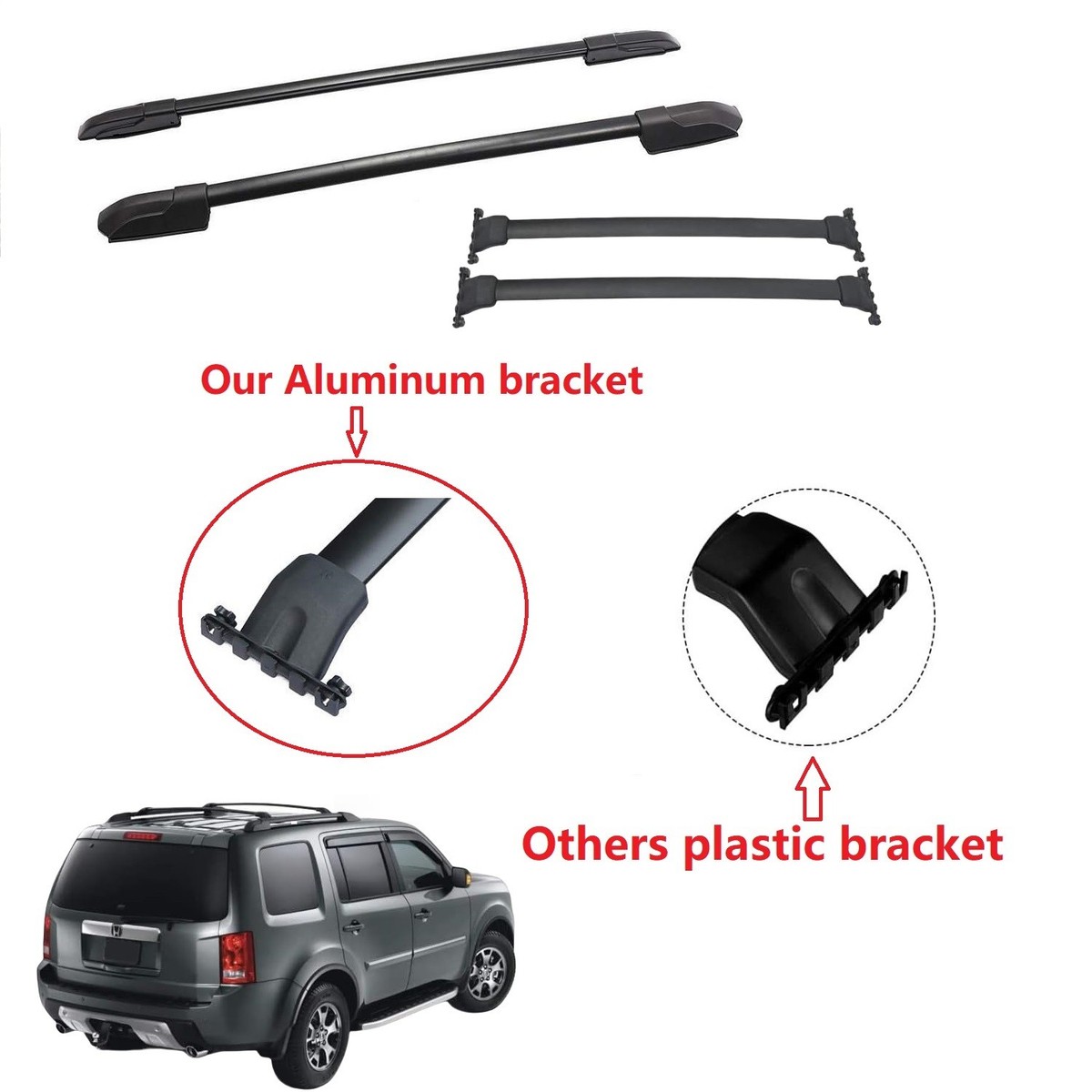 4Pcs Roof Rack for 2009-2015 Honda Pilot Cross Bars Roof Rails
