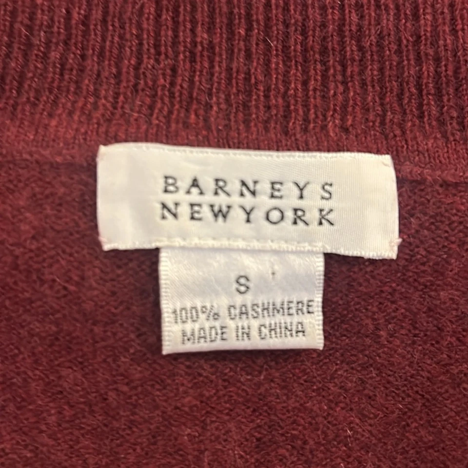 Свитер Barneys New York 100% кашемир бордовый с глубоким круглым вырезом рукав 3/4 размер маленький - Изображение 4 из 4