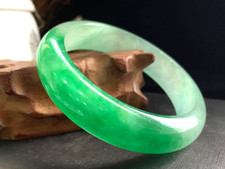 59mm Certified Natural Grade AAA Ice Green Burmese Jade jadeite bracelet