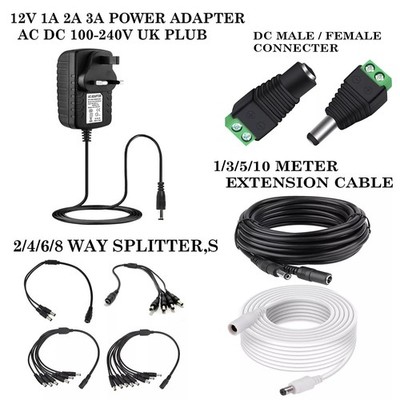 12 V NETZTEIL VERLÄNGERUNGSKABEL KABEL FÜR AC/DC ADAPTER 5,5 X 2,1 UK