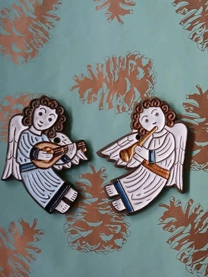 Lot/2 Figurines/Anges/Céramique Émaillée/Dimensions : 8 × 6,5 × 0,5 cm/Séraphin - Photo 1/4