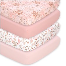 4-Pack Fitted Crib Sheet Set - Super Soft  Breathable Baby Girl Crib Sheets,...