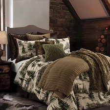 Cabin Bedding Joshua 3 Piece Queen  2 Standard Shams Brown, Green, Cream