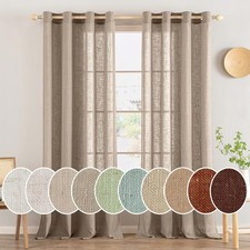 Soft Thick Linen Textured Window Drapes Semi Sheer Light Filtering Grommet