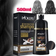 Mokeru 500ml Black Hair Dye Shampoo Permanent Instant Hair Color Shampoo Natural