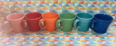 NEW bright set of 6 FIESTA TAPERED  MUGS  15 oz FIESTAWARE Free Shipping