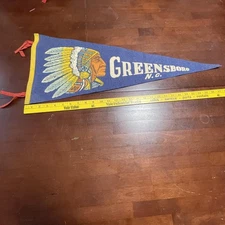 Vintage Greensboro North Carolina Felt Souvenir Pennant Native American Chief