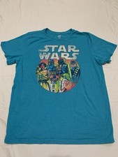 Mens Retro Star Wars Blue T-shirt Size XL Cotton