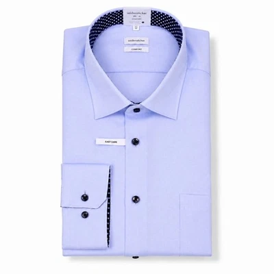 Camisa de negocios bordada de seda para hombre Comfort Fit Twill cuello Kent 851418 11 azul claro - Imagen 1 de 3
