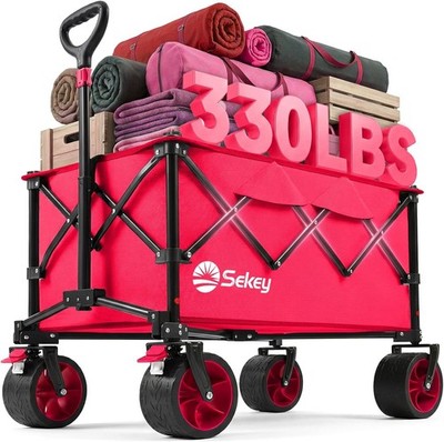 Sekey 150L Wagons Carts Foldable with Big All-Terrian Beach Wheels, Collapsible