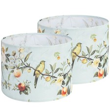 Drum Lamp Shades Set of 2, 13x13x10in Fabric Lamp Shade, Lampshade with Flora...