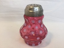 Vintage Fenton Cranberry Coin Dot Sugar Shaker