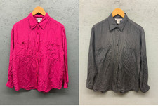 Gallagher Western Blouse Women’s Medium Pink Black Silk Fringe Shirt Vintage Lot