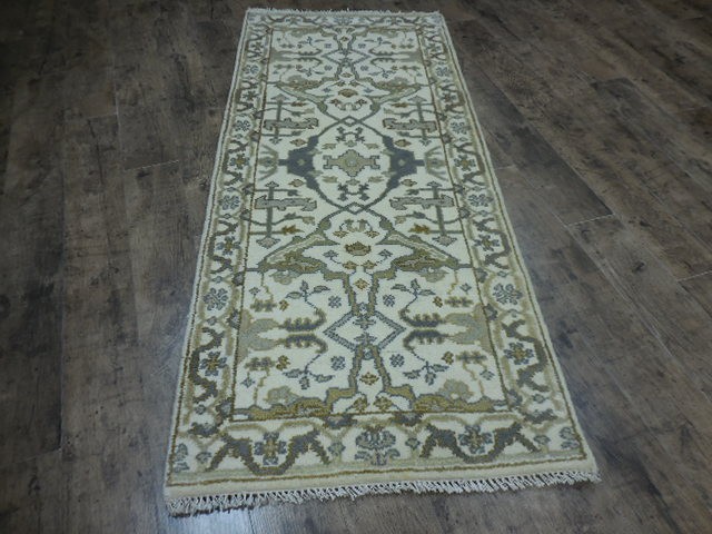 Turkish Oushak Rug, Modern Multicolored Handmade Bohemian Rug 2.7x6 Ft