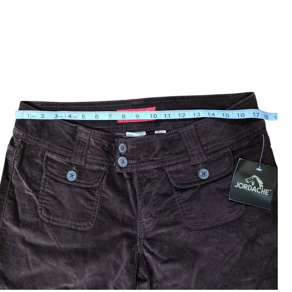 Jordache Womens Brown Velvet Low Rise Flare Leg Jeans Y2K Size 15/16 NWT - Image 4 of 4