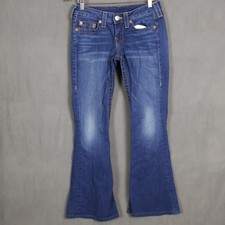 True Religion Jeans Womens 27x30 Blue Carrie Low Rise Flare USA Medium Wash