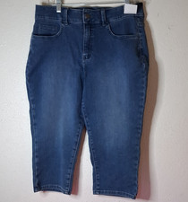 Lee Women's Blue Denim Capri Jeans Stretch 5-Pocket Button Zip Solid ZFHC1BX