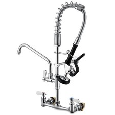 Commercial Sink Faucets with Sprayer 25 Inches Wall Mount Kitchen Faucet with...