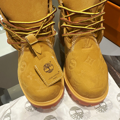 Timberland x Louis Vuitton Men's Brown Leather Monogram Lace-Up Ankle Boots 9