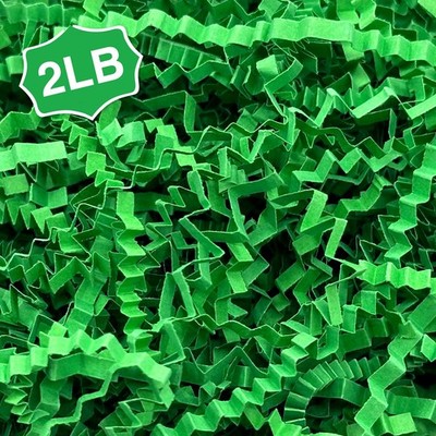 2 LB Forest Green Crinkle Cut Paper Shred Filler for Gift Box Basket Stuffing