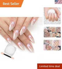 White Pearl Chrome Nail Powder - Iridescent Aurora Effect Glitter for Nail Art