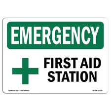 OSHA Sign Aluminum – First Aid Station Safety Workplace Sign Made in USA