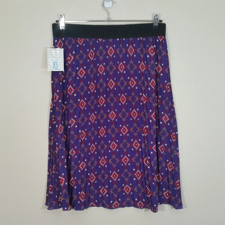 Плиссированная юбка Lularoe Jill XL фиолетовый юго-западный геометрический аккордеон - Изображение 3 из 4