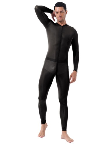 Männer Ganzkörperanzug Einteiler Transparent Jumpsuit Catsuit mit Reisverschluss - Picture 9 of 49