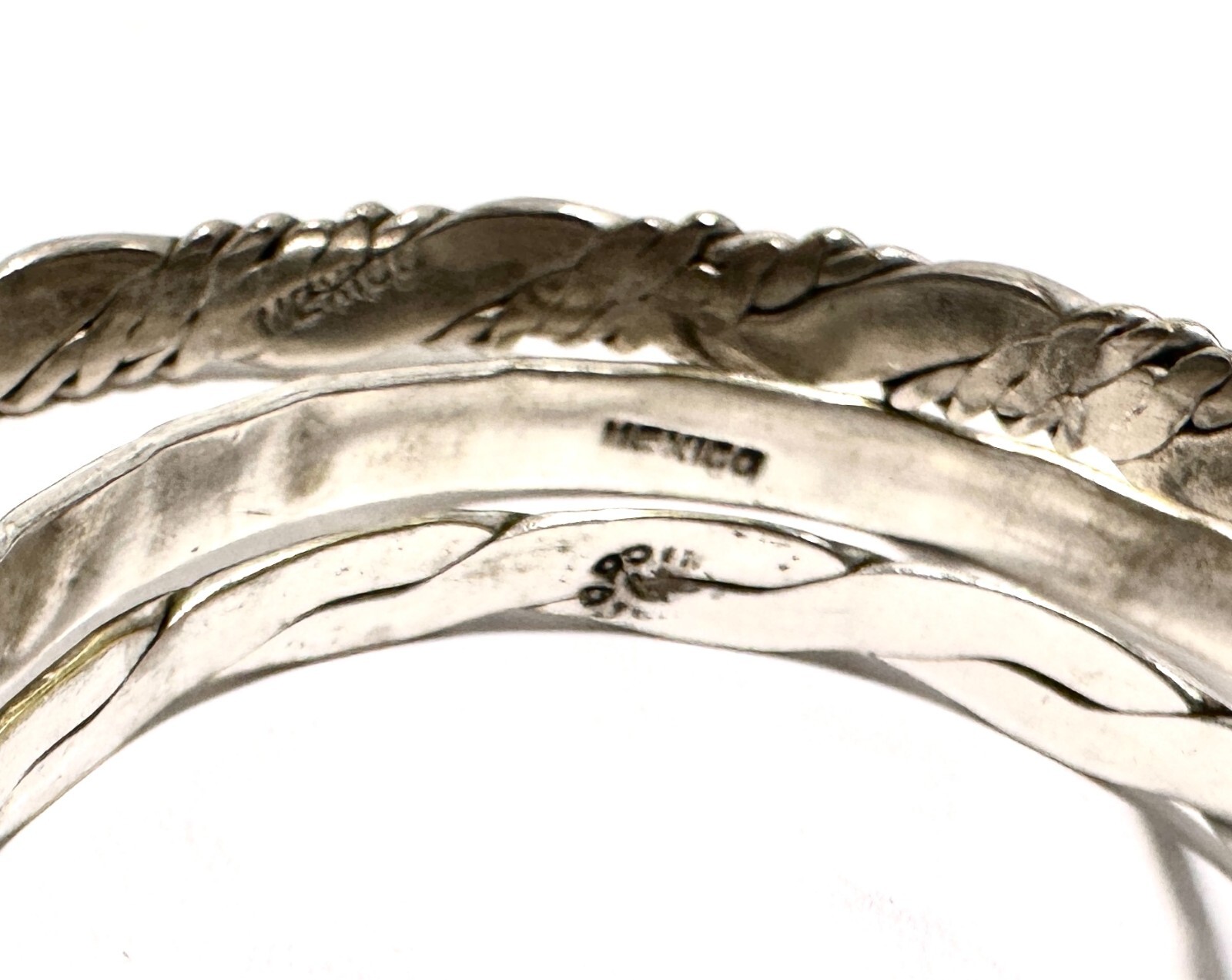 3 MIX STERLING SILVER SOLID ROUND MULTI PATTERN B… - image 5