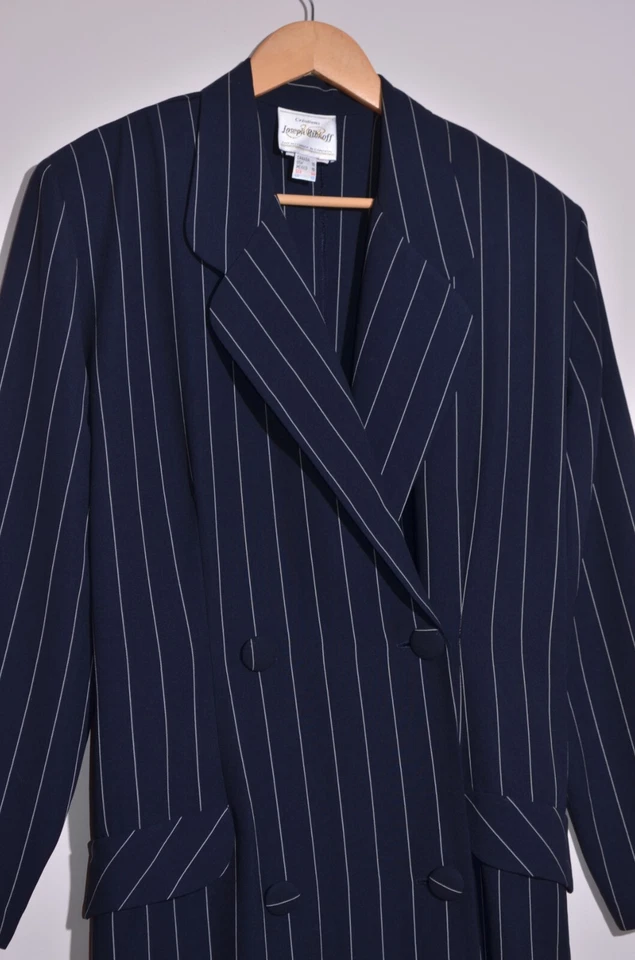 Vintage Joseph Ribkoff Women's Lightweight Coat Bavy Blue Shorts Inside Sz UK18 - Image 3 of 4