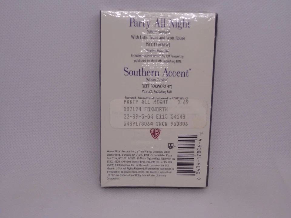 Party All Night [Single] - Jeff Foxworthy Cassette, Jun-1995, Warner Bros. - New - Image 2 of 3